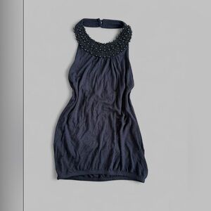 Black Beaded Halter mini dress